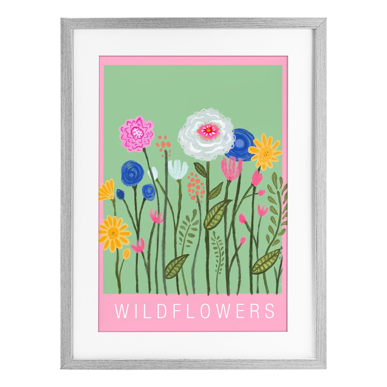 Stupell Industries Wild Flowers with Pink Border Framed Print Under Glass, design by Elizabeth Medley